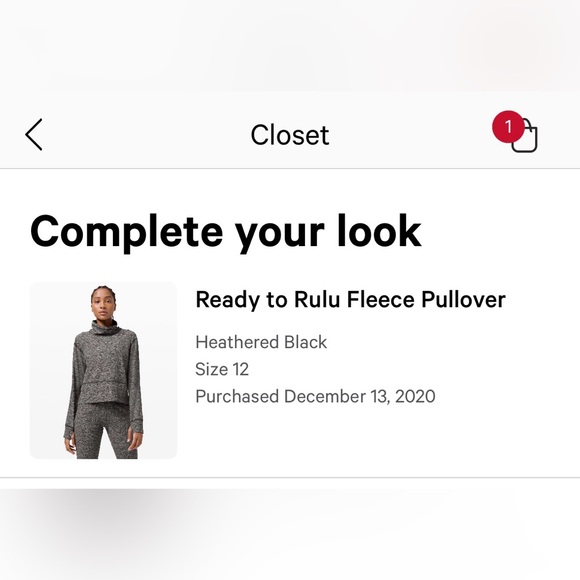 LULULEMON READY TO RULU fleece pullover SIZE 12 Rare - Picture 2 of 4